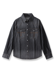 ヴィンテージストライプデニムシャツの全体画像