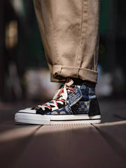 BOROパッチワークキャンバスシューズ