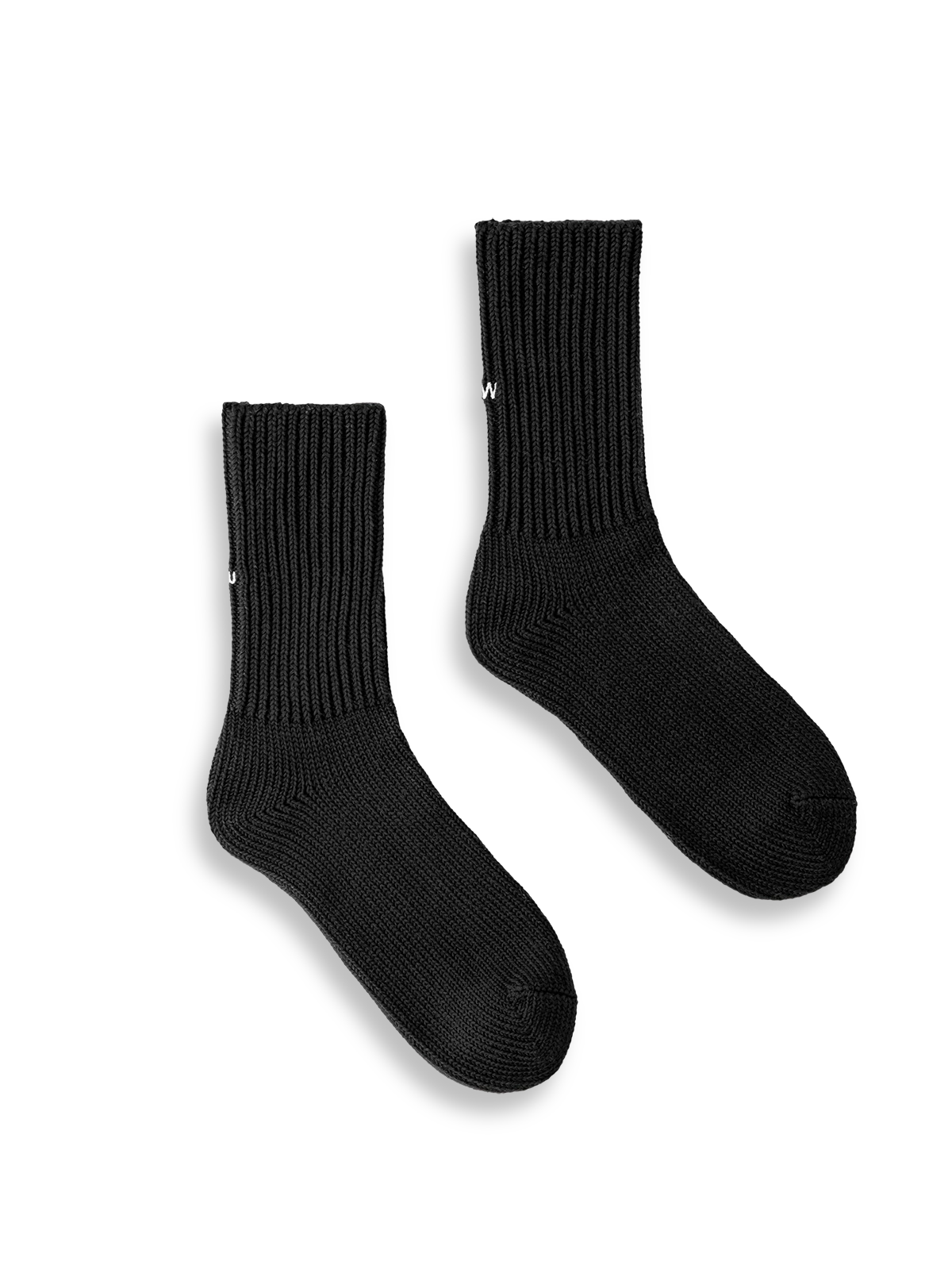 製品画像: ヴィンテージ風ヘビーゲージ刺繍ニットクルーソックスの全体展示。高品質なデザインと快適な履き心地。
詳細画像: かかと部分に施された「What's Up」刺繍のディテール展示。