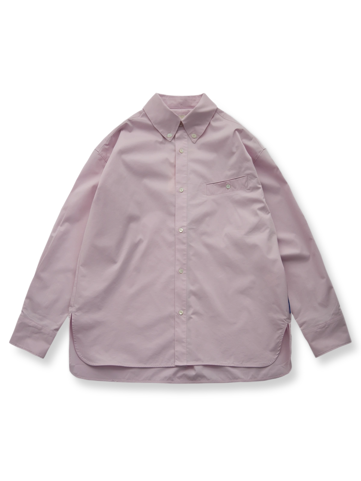 インポートピマコットン シンプル長袖シャツの正面画像