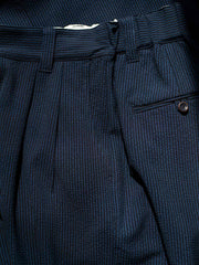 ダブルプリーツ センターシーム シアサッカー アンクルパンツ