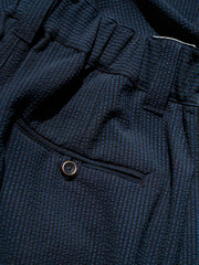 ダブルプリーツ センターシーム シアサッカー アンクルパンツ