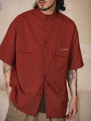 シングル ポケット 刺繍入り半袖シャツ