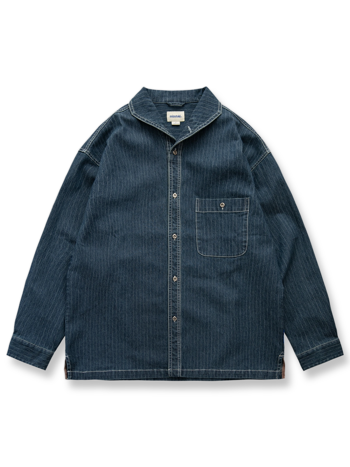 ヴィンテージセーラーカラー デニム長袖シャツの正面全体図