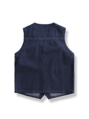 ヘリンボーン柄 デニムワークベスト