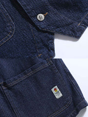 ヘリンボーン柄 デニムワークベスト