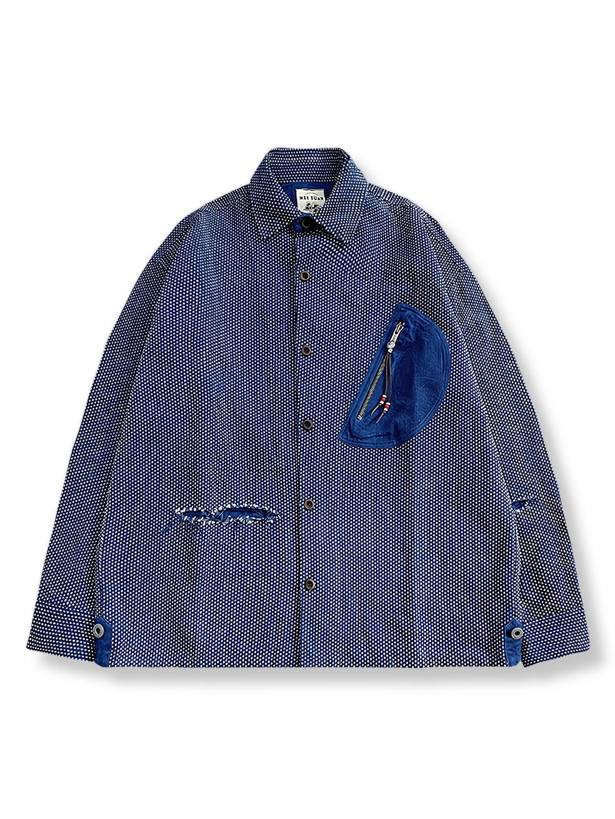 藍染刺し子ワークシャツジャケット正面図