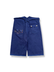 藍染めパッチワーク刺し子五分丈ワークショーツ