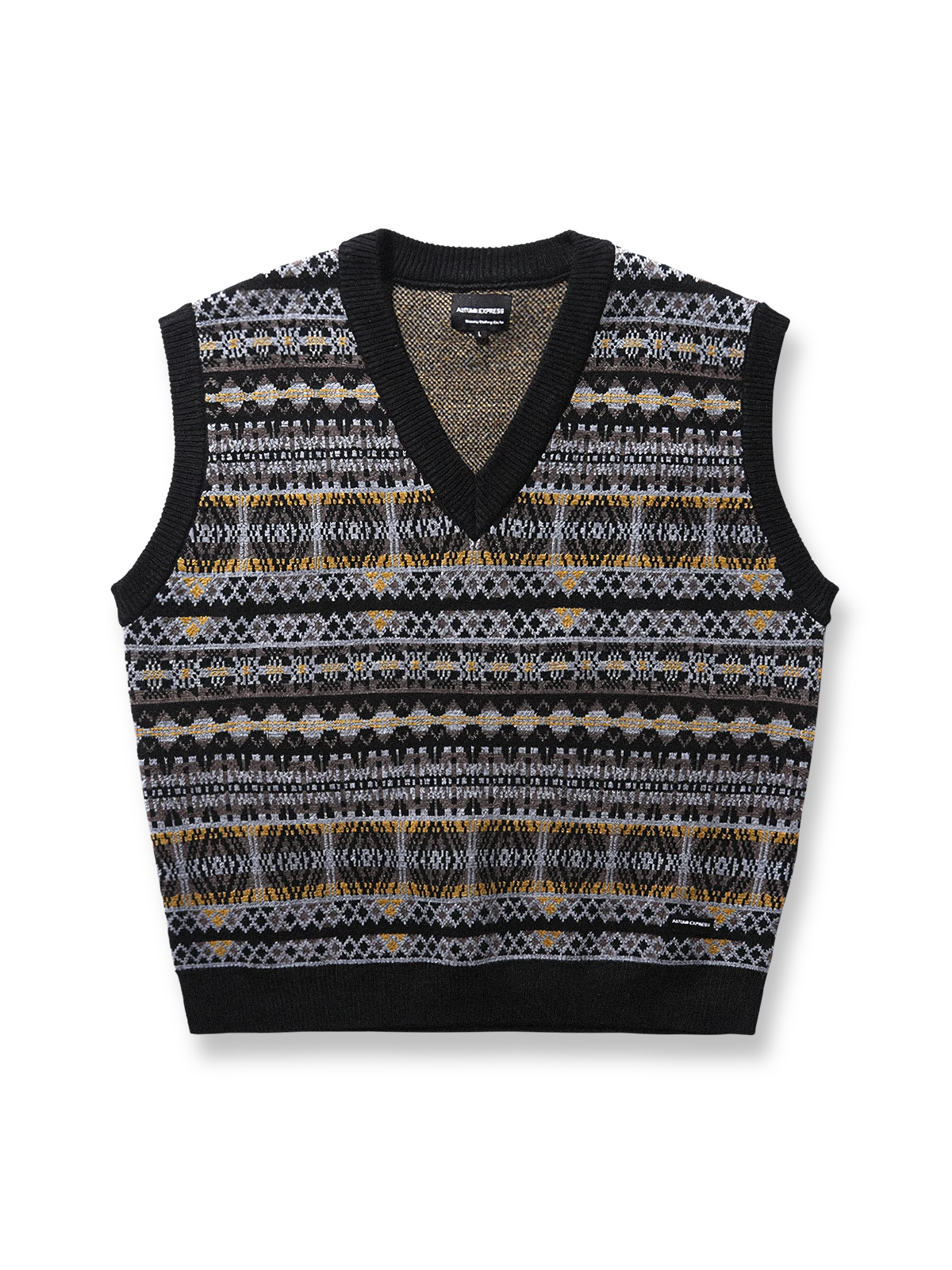 製品画像:
ナバホ風幾何学模様を取り入れたVネックニットベスト。ジャガード技法による立体感とヴィンテージ感が特徴。100%コットンの柔らかなニット素材で、通年着用可能。
詳細画像:
ナバホ風の幾何学模様がデザインのポイント。Vネックデザインで、シャツやタートルネックとのレイヤードスタイルが楽しめます。肌触りの良い100%コットン素材。