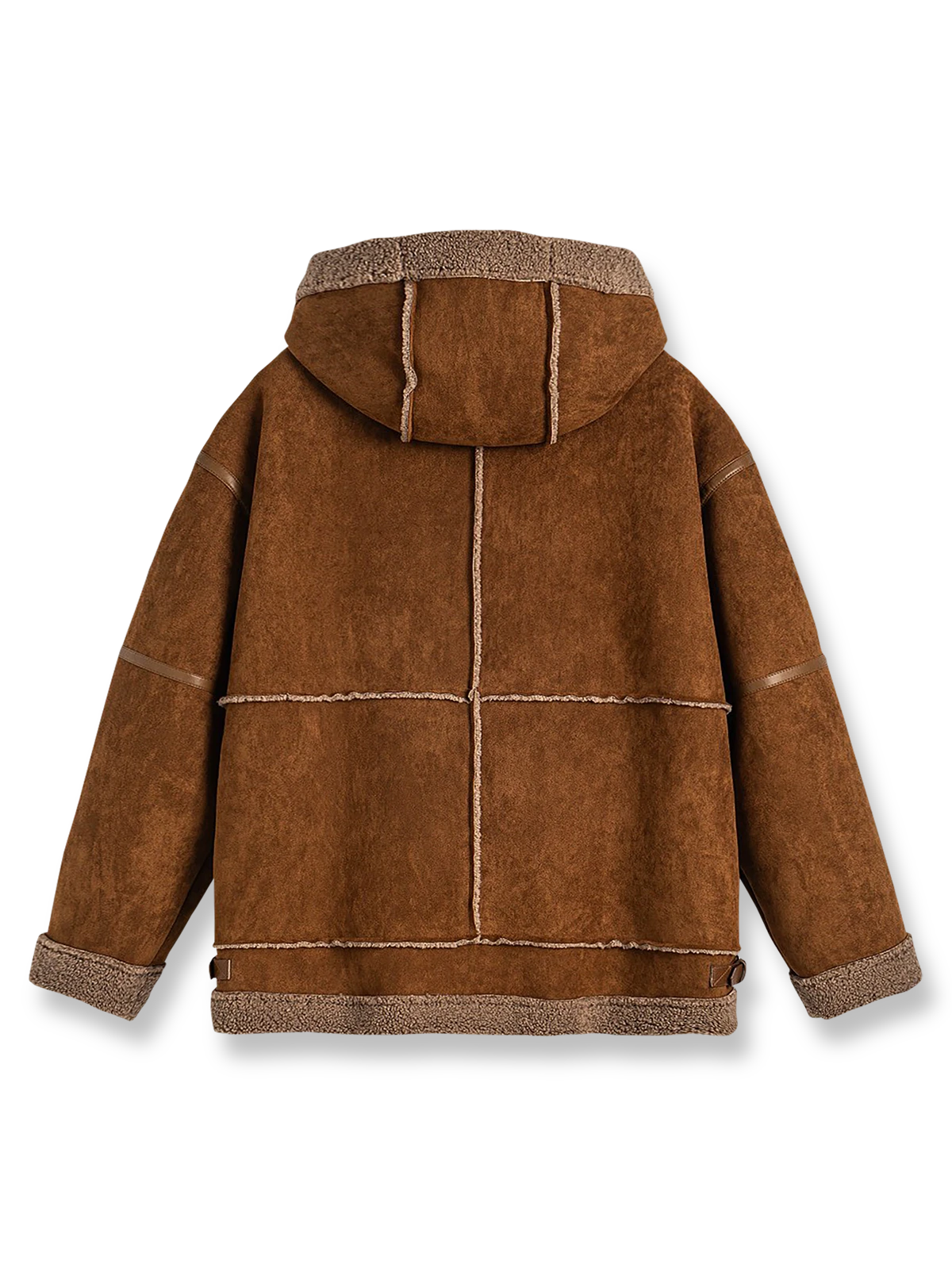 製品画像
「パッチワーク フード付き ボアライニング 保温ジャケット全体像。柔らかなフェイクシープスキン素材とヴィンテージ感を演出するデザインが特徴」
詳細画像
「パッチワーク フード付き ボアライニング 保温ジャケットのディテール。滑らかなボアライニングと丁寧なパッチワークステッチのクローズアップ」