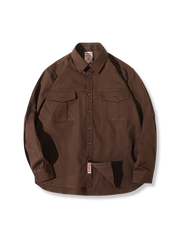 ヘビーウェイト 純綿 アコーディオン ポケットシャツ