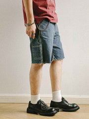 ヴィンテージ風ウォッシュデニムワークショーツ