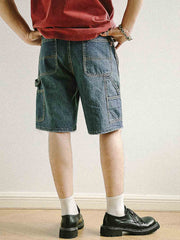 ヴィンテージ風ウォッシュデニムワークショーツ