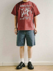 ヴィンテージ風ウォッシュデニムワークショーツ