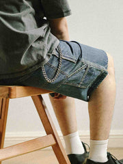 ヴィンテージ風ウォッシュデニムワークショーツ