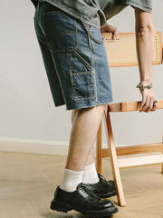 ヴィンテージ風ウォッシュデニムワークショーツ