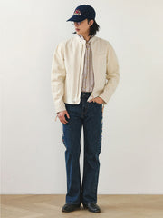 レトロ リベット付き ダイヤモンド装飾 セルビッチ フレアデニムパンツ