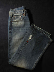 ダイヤ装飾レッドスリムフィットジーンズ