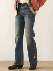 ダイヤ装飾レッドスリムフィットジーンズ