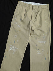 ヴィンテージダメージ刺繍ルーズChinoパンツ