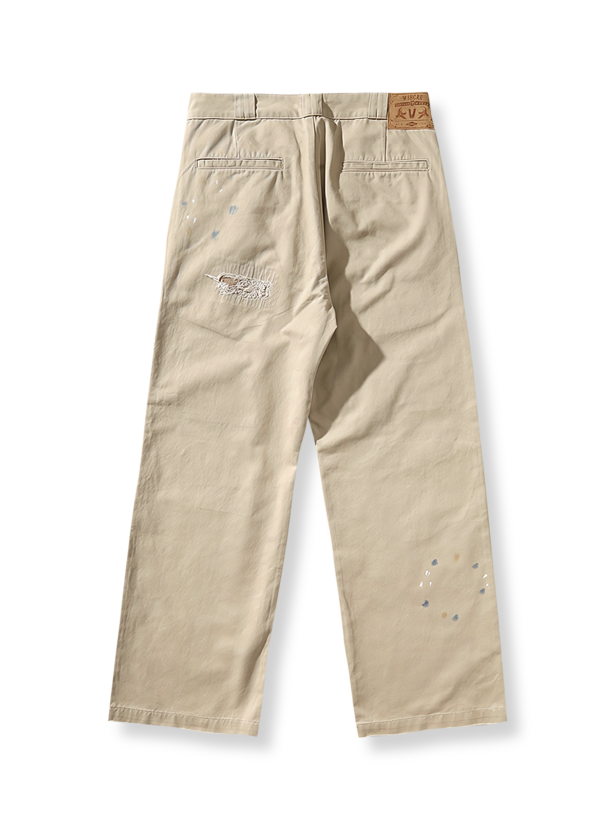 製品画像:ヴィンテージダメージ刺繍ルーズChinoパンツ反面図