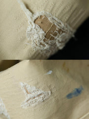 詳細画像:Chinoパンツのペイントダメージ刺繍ディテール図