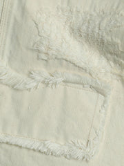 詳細画像:ジーンズの破れ刺繍と五金パーツのディテール図