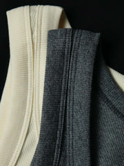 詳細画像: タンクトップのリブとダブルステッチの細部