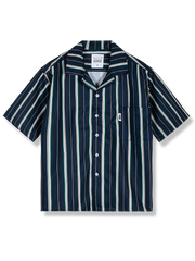 オープンカラー ストライプ柄 半袖シャツ