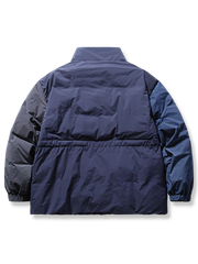 立襟 カラーブロック ダウンジャケット