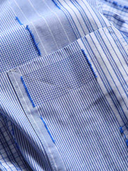 パッチワーク チェック柄長袖シャツ