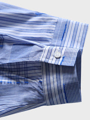 パッチワーク チェック柄長袖シャツ