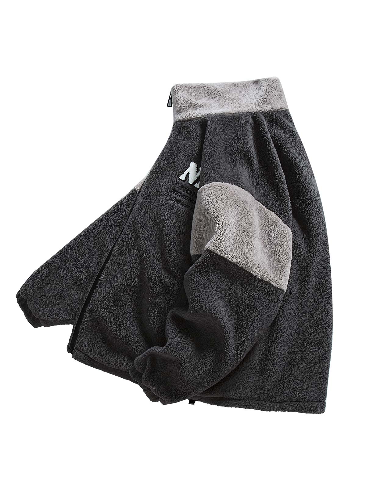 製品画像:
カラーブロックラムスキンボアジャケット、ダークグレーとライトグレーの色合いが組み合わさったカラーブロックデザイン、ラムスキンボアの柔らかな触感と温かさを提供、冬に最適な保温性を備えたスタイリッシュなジャケット
詳細画像:
胸元の刺繍入りロゴ、ハイネックデザインで風を防ぎ、フルジップ仕様で着脱簡単、滑らかなポリエステルライニングとリブデザインの袖口と裾がフィット感と防風性を提供