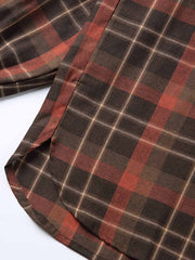 製品画像: 肘パッチ付きヴィンテージ風チェック柄シャツの全体像
詳細画像: 肘パッチとアジャスター付き袖口のディテール