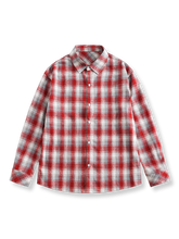 カラーブロック チェック柄シャツ