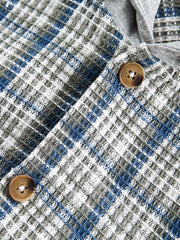 フード付き チェック柄長袖シャツ