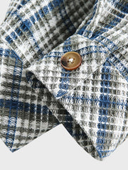 フード付き チェック柄長袖シャツ