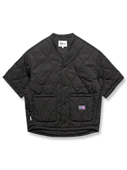 半袖 キルティング 襟なし 中綿ジャケット