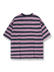 ストライプ ラウンドネック半袖Tシャツ