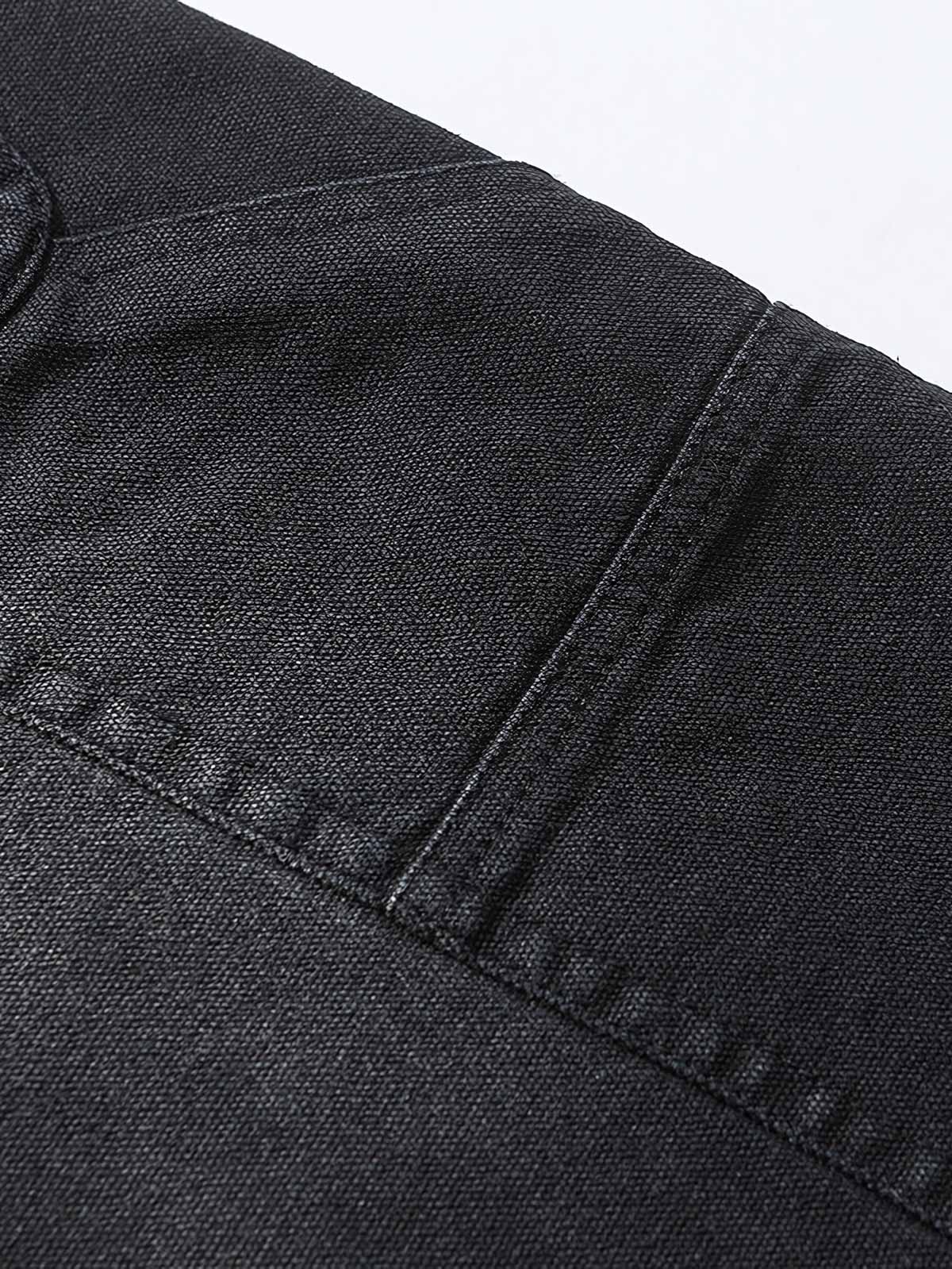 詳細画像: 伐採ショーツのディストレストディテール特写