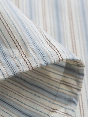 ストライプパターン ドローストリング裾 半袖シャツ