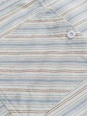 ストライプパターン ドローストリング裾 半袖シャツ