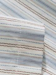 ストライプパターン ドローストリング裾 半袖シャツ