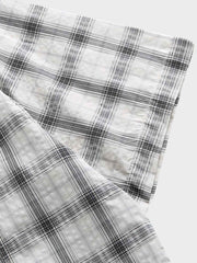 ストライプチェックパッチワーク 半袖シャツ