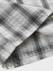 ストライプチェックパッチワーク 半袖シャツ