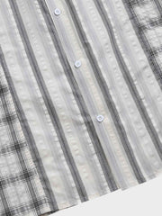 ストライプチェックパッチワーク 半袖シャツ