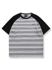 コントラスト ストライプ ラグランスリーブ Tシャツ