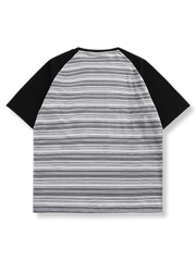 コントラスト ストライプ ラグランスリーブ Tシャツ