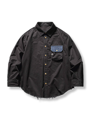 裾処理 カラーブロックポケットシャツ