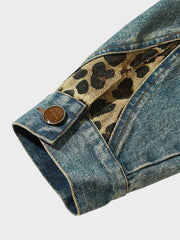 レオパード柄 カラー デニムジャケット